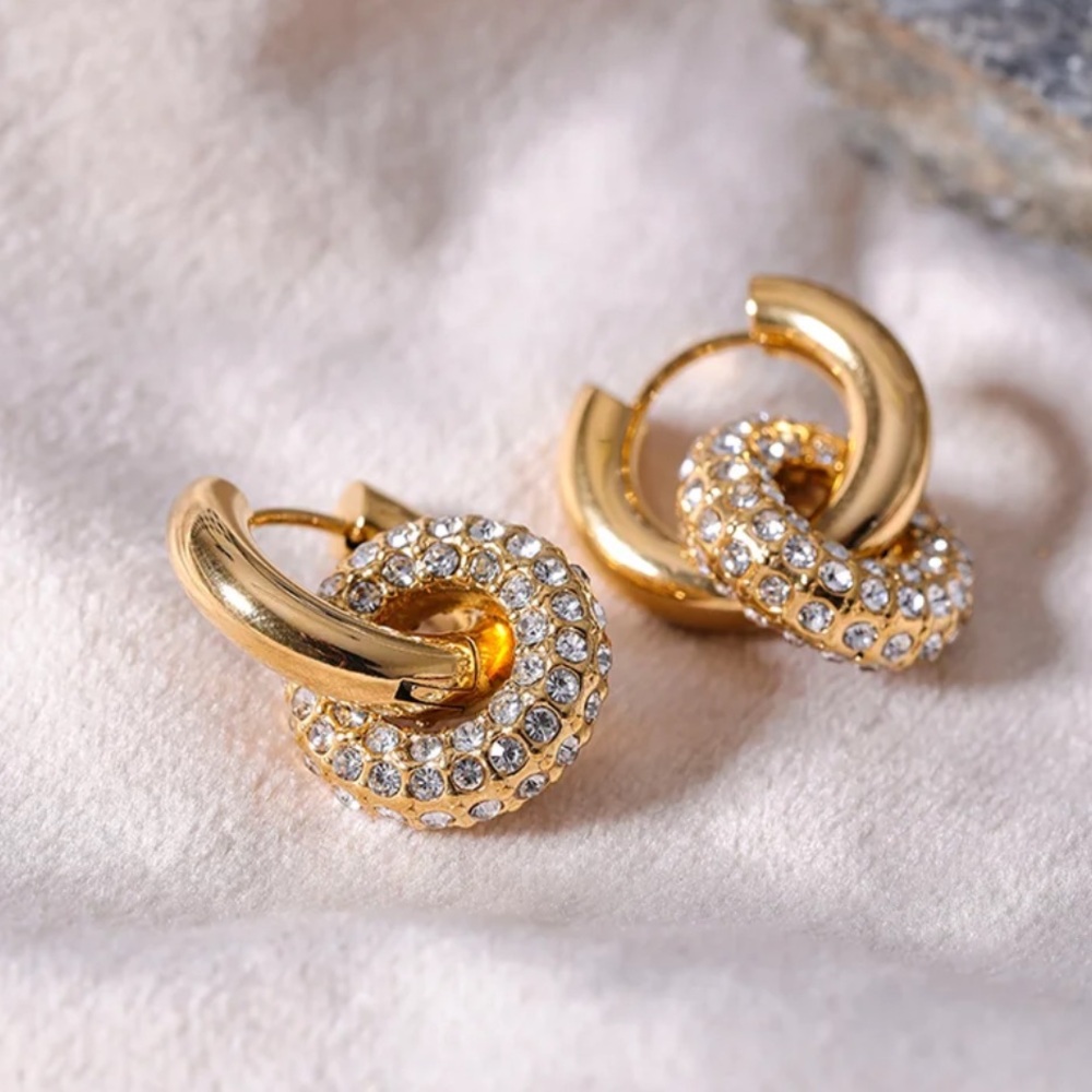 New Double Hoop 18K Real Gold platted - Picture 2 of 3